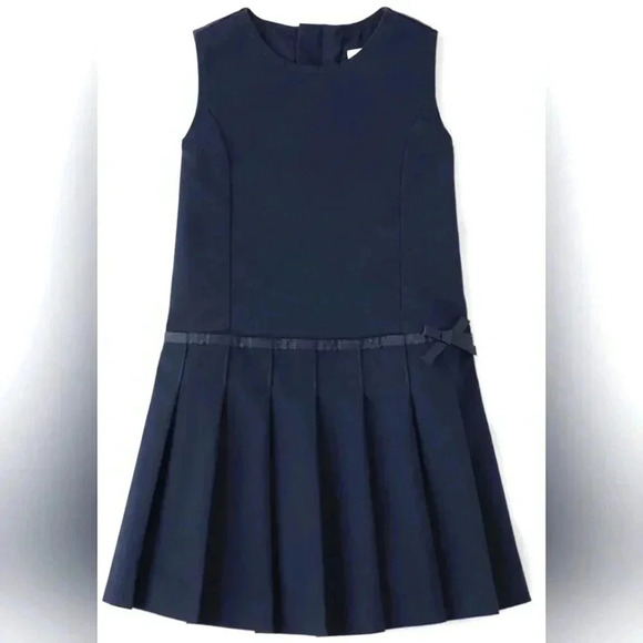 NWOT Gymboree Girls' Sleeveless Twill Pleated Jumper Dress Navy Slate SZ 4T - Picture 1 of 5